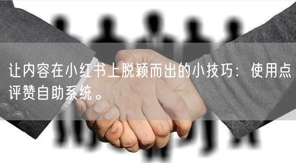 让内容在小红书上脱颖而出的小技巧：使用点评赞自助系统。