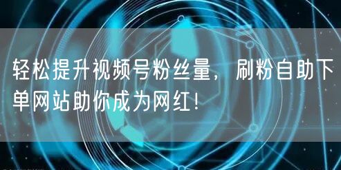 轻松提升视频号粉丝量,刷粉自助下单网站助你成为网红!