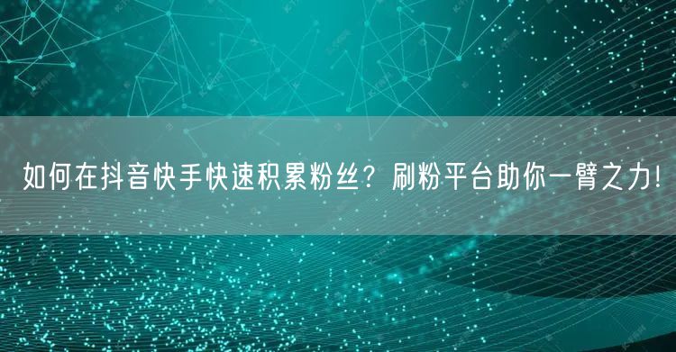 如何在抖音快手快速积累粉丝?刷粉平台助你一臂之力!