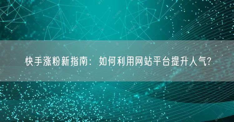 快手涨粉新指南:如何利用网站平台提升人气?