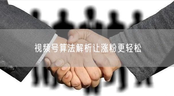 视频号算法解析让涨粉更轻松