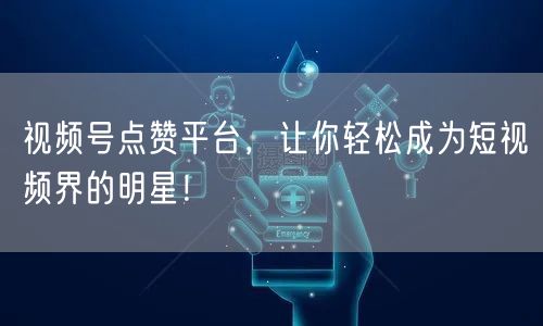 视频号点赞平台,让你轻松成为短视频界的明星!